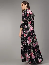 Togzz Women Floral Printed Stylish Maxi Dress Black-thumb3