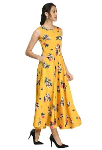 RUDRAKRITI Women's Crepe Printed Maxi Dress (Free Mask) ()-thumb4