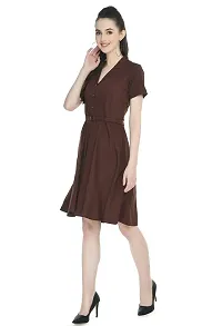 TOGZZ Women's Knee Length Dress (Brown S)-thumb3