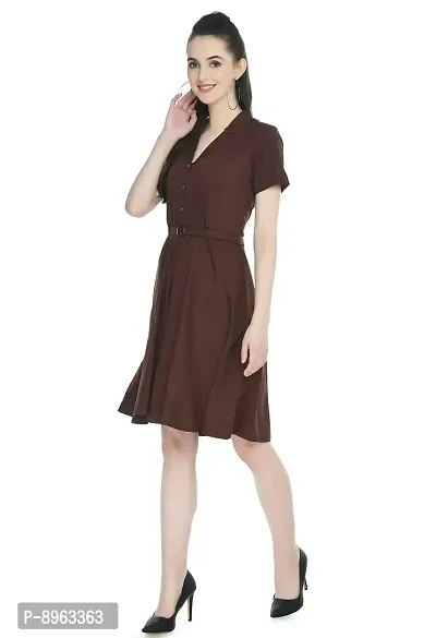 TOGZZ Women's Knee Length Dress (Brown S)-thumb4