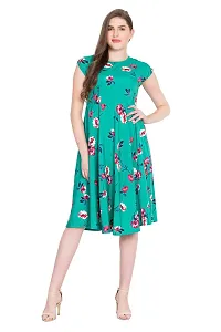 RUDRAKRITI Women's Fit and flare Dress with Free Mask-thumb1