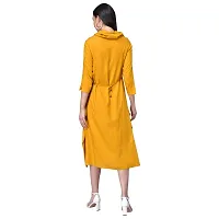 RUDRAKRITI Women Cowl Neck Dress Yellow-thumb2