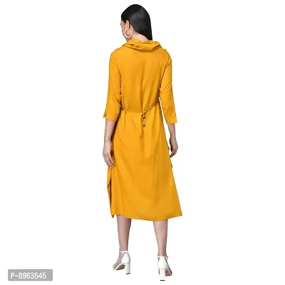 RUDRAKRITI Women Cowl Neck Dress Yellow-thumb3