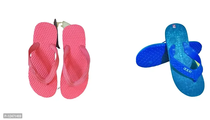 Stylish Multicoloured Rubber  Room Slippers For Men Pack Of 2-thumb0