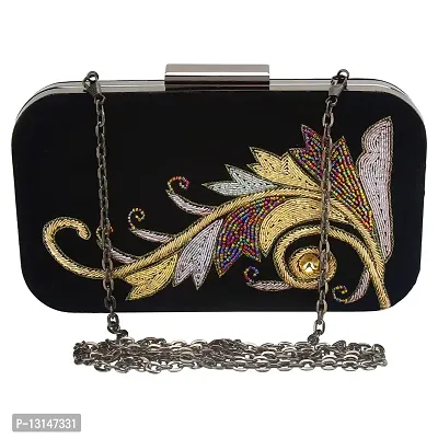 MaFs Embroidered Black Women clutches-thumb0