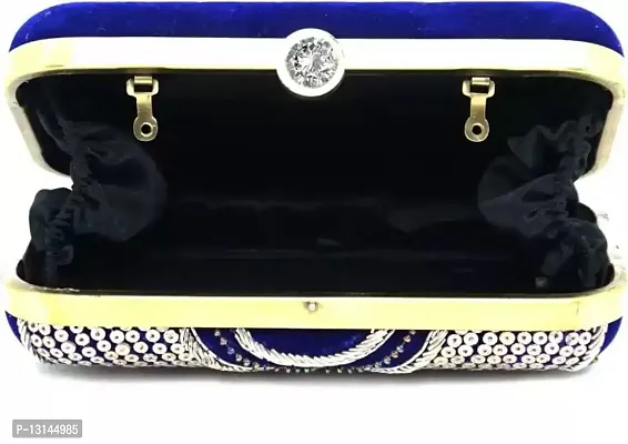MaFs Blue Embroidered Women clutches For Weddings-thumb4