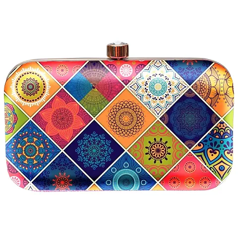 Stylish Multicolored Printed Clutch for Women