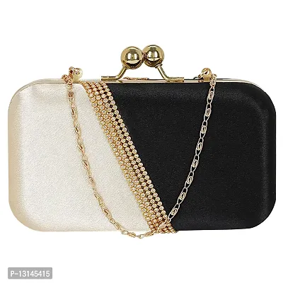 MaFs Embelished Women's Clutch Gold and Black Clutch for weddings and Parties