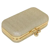 MaFs Women's Handicraft Beautiful Bling Rexin Clutch Bag for Party, Wedding (Gold )-thumb1