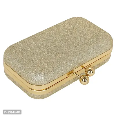 MaFs Women's Handicraft Beautiful Bling Rexin Clutch Bag for Party, Wedding (Gold )-thumb2