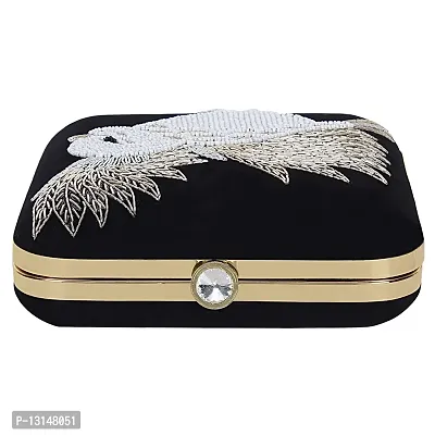 MaFs Embroidered Black Women clutches For Weddings and Parties-thumb3