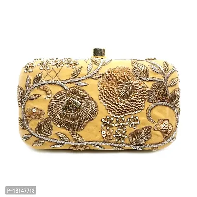 MaFs Embroidered Golden Women clutches