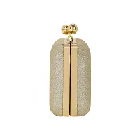 MaFs Women's Handicraft Beautiful Bling Rexin Clutch Bag for Party, Wedding (Gold )-thumb3