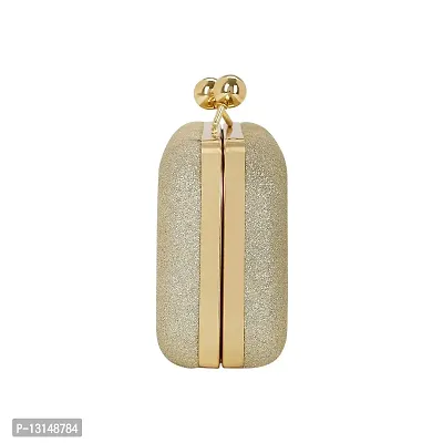MaFs Women's Handicraft Beautiful Bling Rexin Clutch Bag for Party, Wedding (Gold )-thumb4