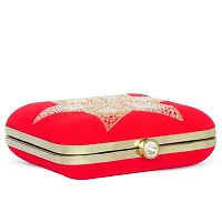 MaFs Women's Red Velvet Embroidered Parties Clutch-thumb1