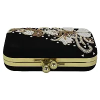 MaFs Beads Embroidered Black Women clutches For Weddings and Parties-thumb2