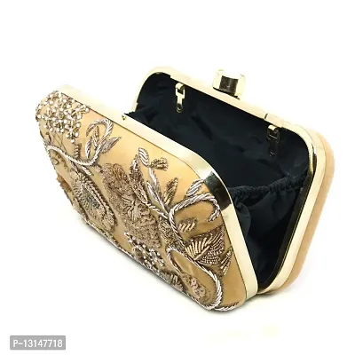 MaFs Embroidered Golden Women clutches-thumb3