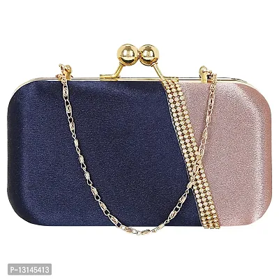 MaFs Embelished Women's Clutch Blue and Peach Clutch for weddings and Parties-thumb0