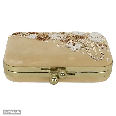 MaFs Beads Embroidered Gold Women clutches For Weddings and Parties-thumb3