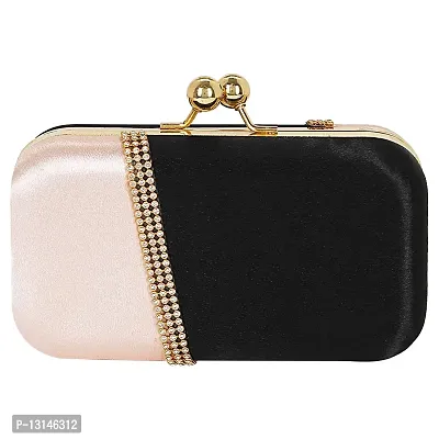 MaFs Embelished Women's Clutch Peach and Black Clutch for weddings and Parties