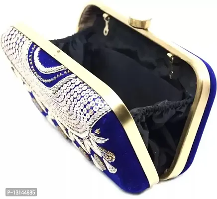 MaFs Blue Embroidered Women clutches For Weddings-thumb3