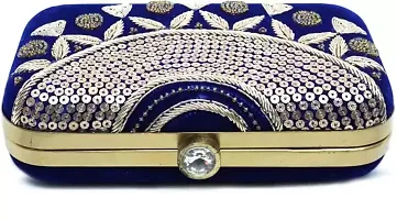 MaFs Blue Embroidered Women clutches For Weddings-thumb1