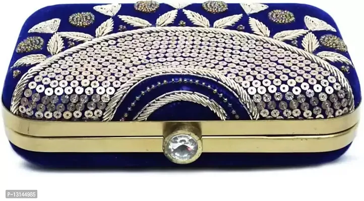MaFs Blue Embroidered Women clutches For Weddings-thumb2