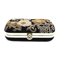 MaFs Embroidered Black Women clutches-thumb1