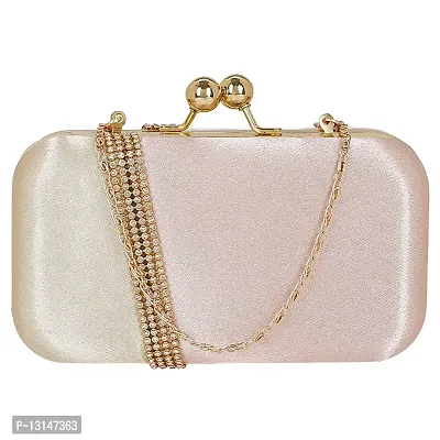 MaFs Embelished Women's Clutch Peach and Off white Clutch for weddings and Parties