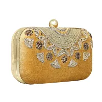 MaFs Golden Embroidered Women clutches For Weddings-thumb1