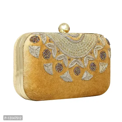 MaFs Golden Embroidered Women clutches For Weddings-thumb2