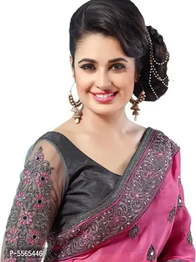 Attractive Chiffon Embroidered Saree with Blouse piece-thumb2