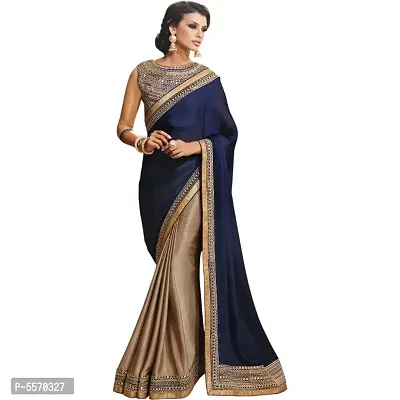 Attractive Poly Georgette Embroidered Saree with Blouse piece-thumb0