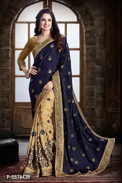 Attractive Jute Silk Embroidered Saree with Blouse piece