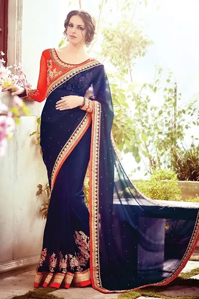 Partywear Georgette Embroidered Sarees
