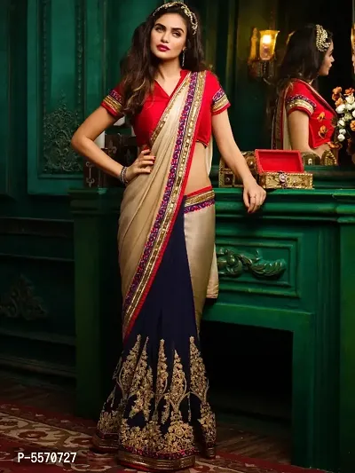 Attractive Chiffon Embroidered Saree with Blouse piece