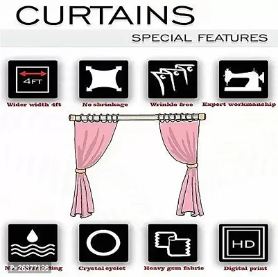 SANDAL DECORS Beautiful Leaf Polyester Window Curtains 5 feet pack of 2 (Eyelet, Room Darkening, Washable)-thumb4