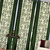 SANDAL DECORS Beautiful Leaf Polyester Window Curtains 5 feet pack of 2 (Eyelet, Room Darkening, Washable)-thumb1