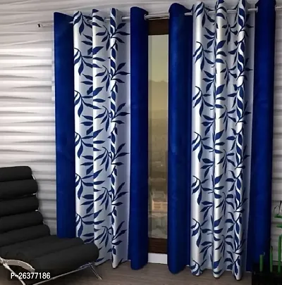 SANDAL DECORS Beautiful Leaf Polyester Window Curtains 5 feet pack of 2 (Eyelet, Room Darkening, Washable)-thumb0