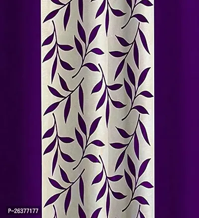 SANDAL DECORS Beautiful Leaf Polyester Window Curtains 5 feet pack of 2 (Eyelet, Room Darkening, Washable)-thumb2