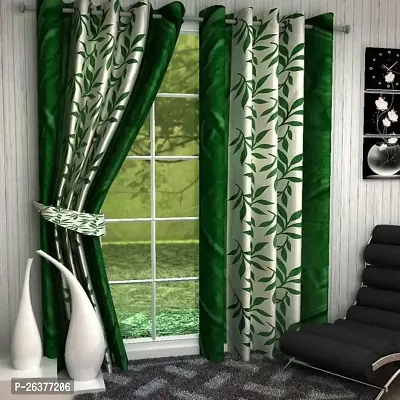 SANDAL DECORS Beautiful Leaf Polyester Window Curtains 5 feet pack of 2 (Eyelet, Room Darkening, Washable)