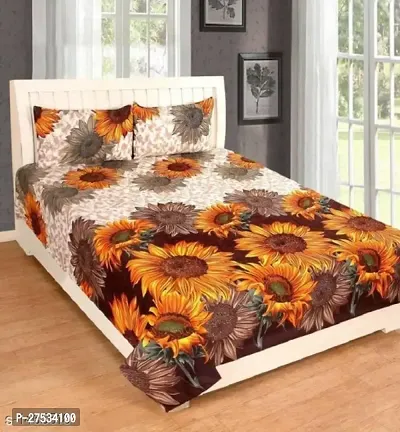 Classic Microfiber Printed Bedsheet with Pillow Cover-thumb0