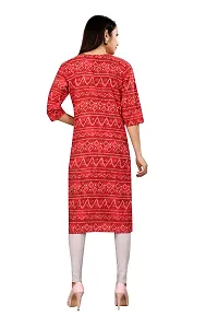 Beautiful Red Crepe Stitched Printed Kurtas For Women-thumb1