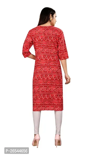 Beautiful Red Crepe Stitched Printed Kurtas For Women-thumb2