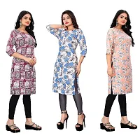 Classic Crepe Printed A-Line Kurta for Women Pack of 3-thumb1