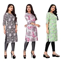 Classic Crepe Printed A-Line Kurta for Women Pack of 3-thumb2