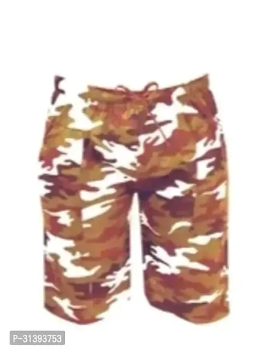 Trendy Brown Cotton Printed Regular Shorts For Men