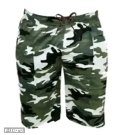 Trendy Green Cotton Printed Regular Shorts For Men