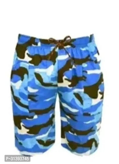 Trendy Blue Cotton Printed Regular Shorts For Men