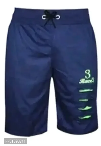 Trendy Navy Blue Cotton Printed Regular Shorts For Men-thumb0